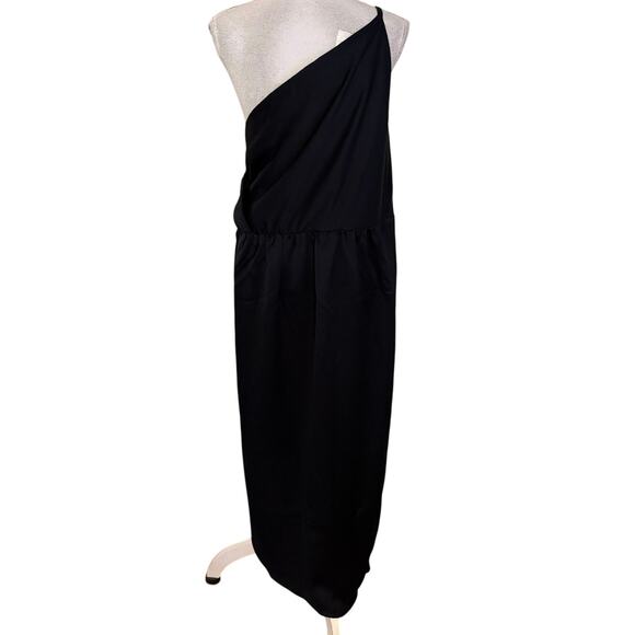 NEW City Chic Plus Size S 16 Sensual Satin Evening Dress One Shoulder Navy Blue - Picture 4 of 7